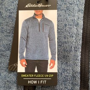 Eddie Bauer Blue Sweater Fleece 1/4 Zip Pullover Size Medium NWT